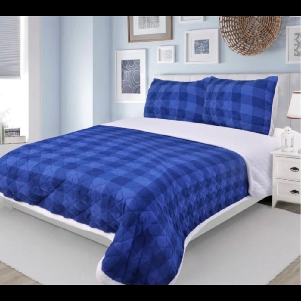 Montana Quilt Set Sherpa Back Blue Mod Lifestiles